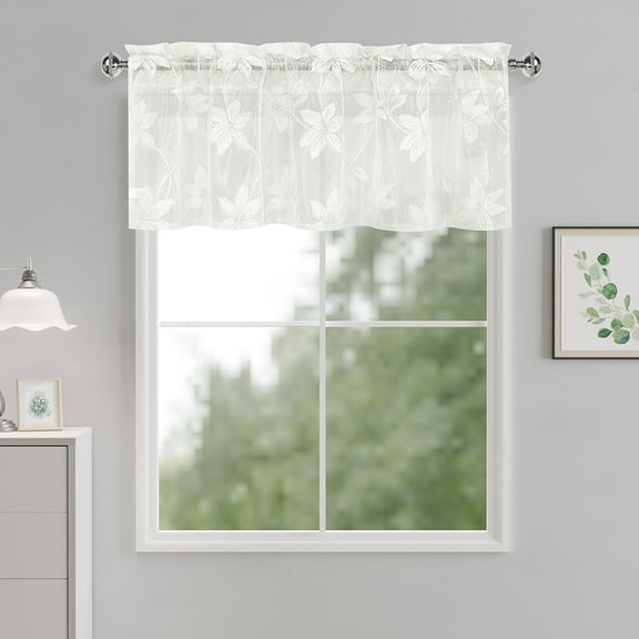 XWZO Short Sheer Curtains for Small Window 2 Panels Set, Light flitering Transparent Rod Pocket Half Window Sheer Curtains for Kitchen Living Room Cafe, Ivory, 42 x 18 Inch, Ivory