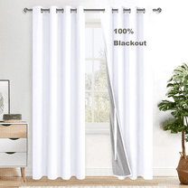 XWZO Total Blackout Curtains 84 Inches Long for Bedroom with Liner, Grommet Thermal Insulated Living Room Darkening 100% Black Out White Curtain Drapes with Tiebacks(White,52"W x 84"L,2 Panels)