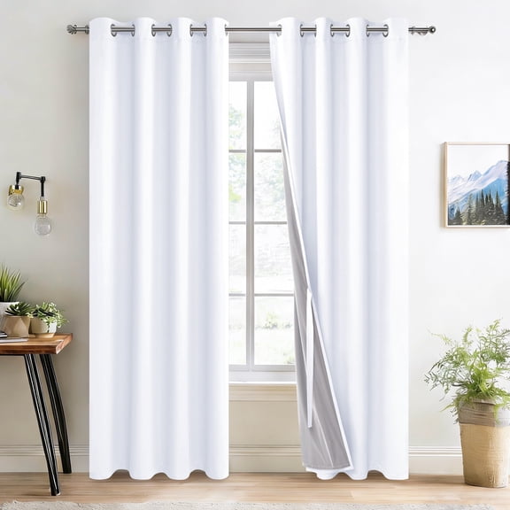 XWZO Total Blackout White Curtains 84 Inches 2 Panels Set for Bedroom, Grommet Thermal Insulated Living Room Darking Curtain Drapes for Winter,Noise Reducing Curtains for Window, White,52"W x 84"L