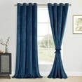 thumbnail image 1 of XWZO Velvet Blackout Curtains 108 Inches - Room Darkening, Energy Efficient Super Soft Velvet Blackout Curtains for Living Room/Bedroom with Tiebacks, Grommet, Navy Blue, W52 x L108, Set of 2, 1 of 8