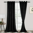 thumbnail image 1 of XWZO Velvet Blackout Curtains 96 Inches Long - Heat Blocking & Privacy Enhancing Grommet Window Curtain Panels for Bedroom/Living Room with Tiebacks, Black, W52 x L96, Set of 2, 1 of 10