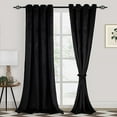 thumbnail image 1 of XWZO Velvet Blackout Curtains for Bedroom - Super Soft Light Blocking Privacy Protection Grommet Window Curtain Panels for Parlor/Gallery/Dining with Tiebacks, Black, W52 x L120, Set of 2, 1 of 11