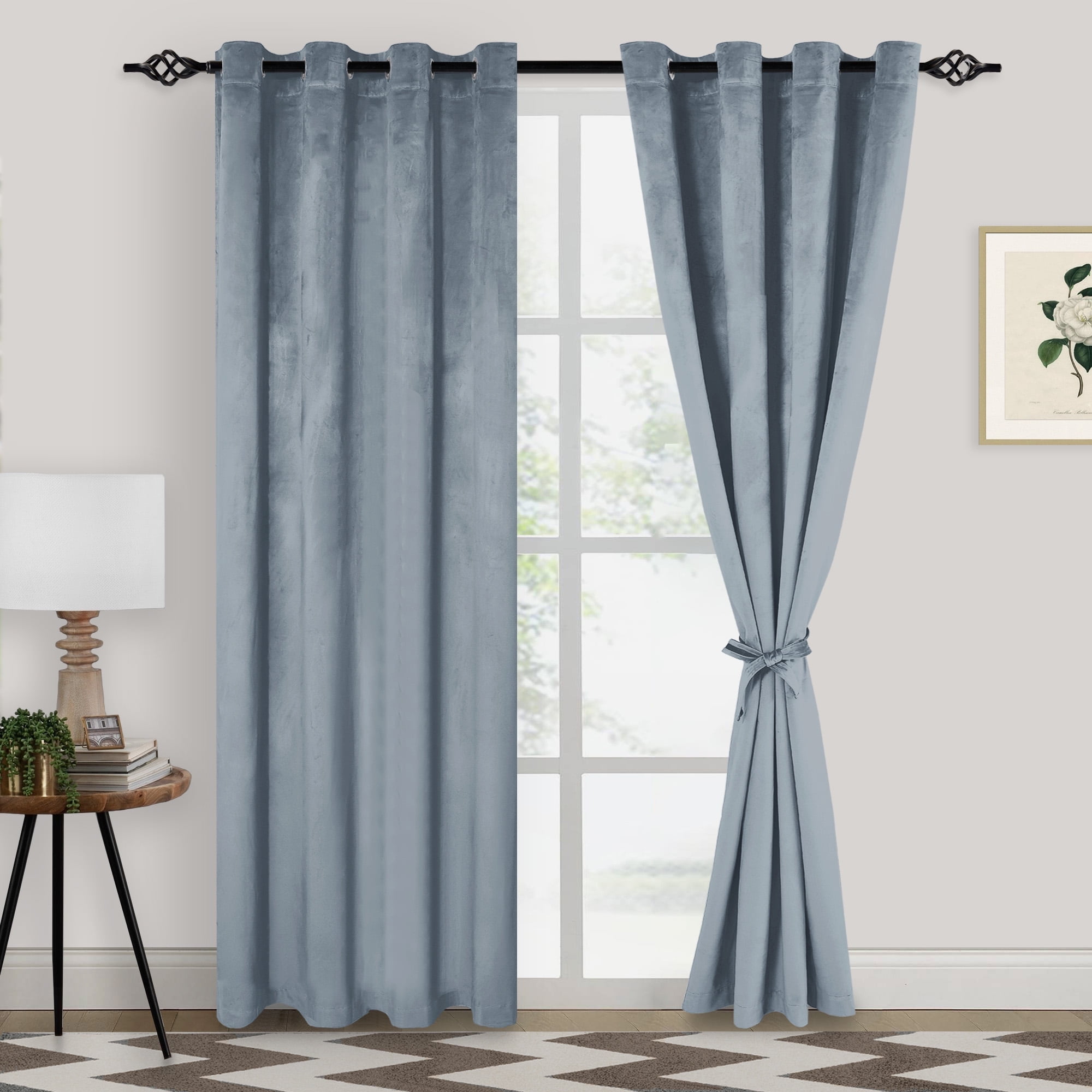 XWZO Velvet Curtains 84 Inches Long - Energy Efficiency Room Darkening
