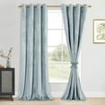 thumbnail image 1 of XWZO Velvet Thermal Curtains for Winter, Energy Efficiency Room Darkening Grommet Window Curtain Drapes for Living Room/Patio, Blue Door Curtains with Tiebacks, W52 x L84, Stone Blue, 1 of 9