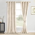 thumbnail image 1 of XWZO Velvet Curtains 84 Inches Long - Luxury Room Darkening Soundproof Grommet Window Curtain Panels for Bedroom/Wedding/Patio Door with Tiebacks, Beige, W52 x L84, Set of 2, 1 of 5