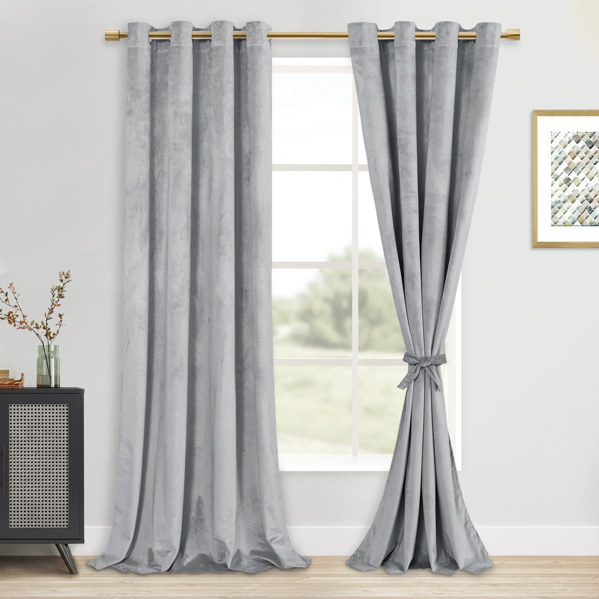 XWZO Velvet Curtains 84 Inches Long - Luxury Room Darkening Soundproof ...