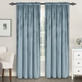thumbnail image 1 of XWZO Velvet Curtains 84 inches with Tiebacks, Rod Pocket Room Darkening Window Drapes for Bedroom, 52"W x 84"L, Stone Blue, 2 Panels, 1 of 8