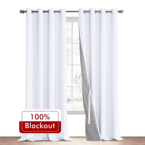 XWZO White Blackout Curtains 95 Inches for Bedroom, Grommet Extra Long Thermal Insulated Living Room Darkening Drapes with Tiebacks(White,52"W x 95"L,2 Panels)