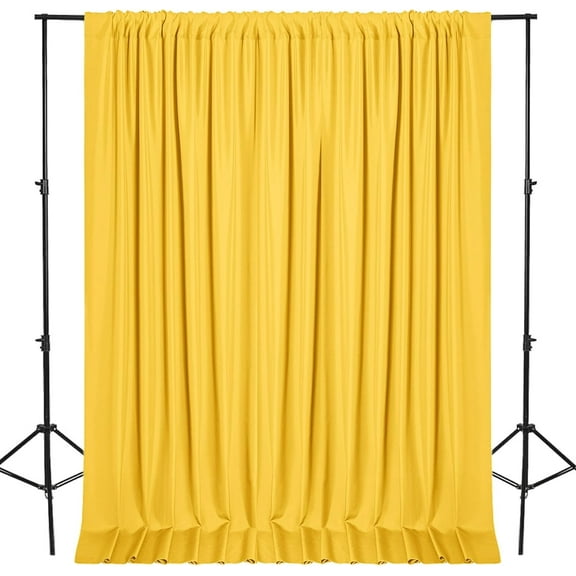 XWZO Yellow Sliding Glass Door Curtains Pack of 2 for Parties, Soft Elegant Photography Backdrop Wide Window Curtain Set with Rod Pockets for Ceremony/Stage/Birthday Decorations, 5ft x 8ft