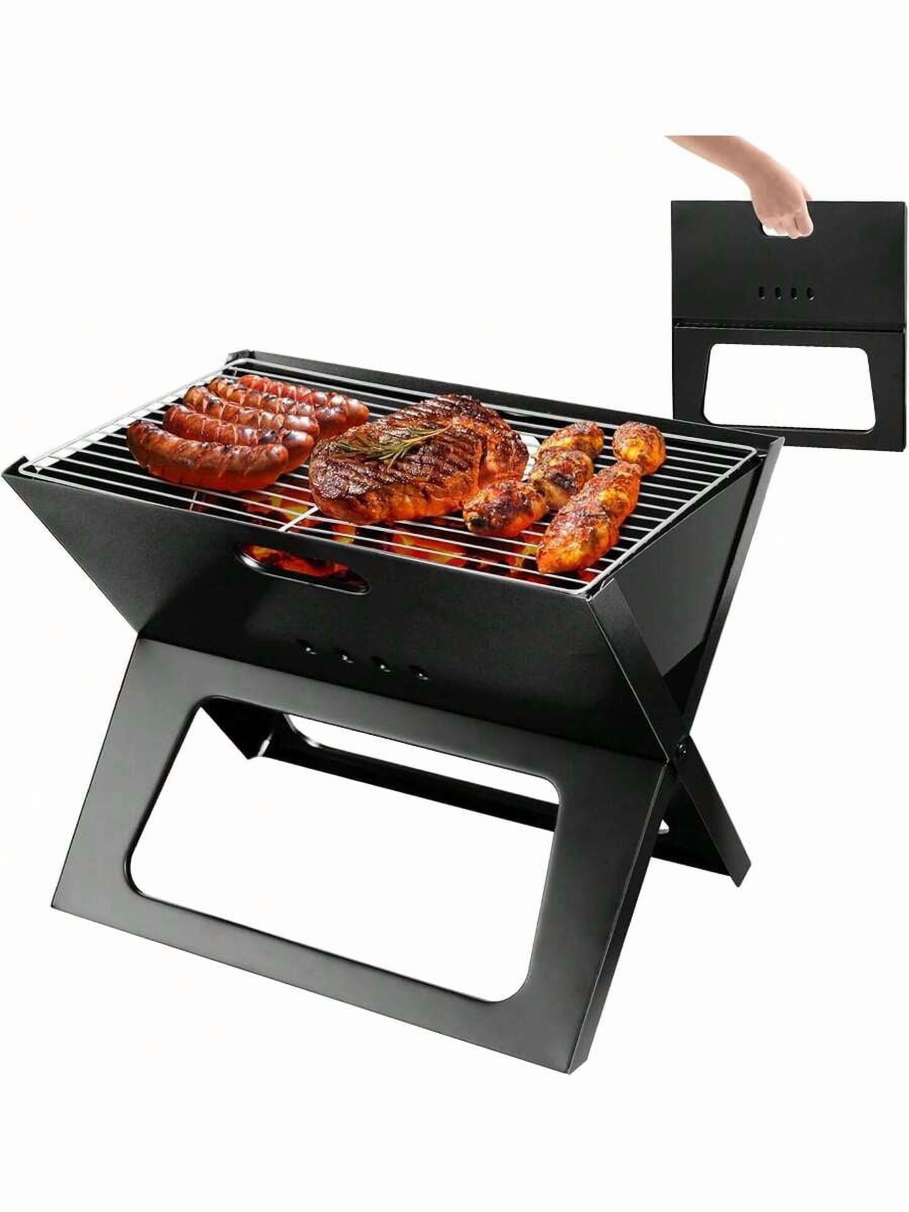 XX 17" Foldable Charcoal Grill For Outdoor Cooking, Portable Tabletop BBQ Grill With Handle, Compact Barbecue For Camping, Patio, Tailgating, Bonfire, Beach