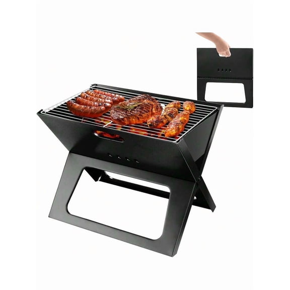 XX 17" Foldable Charcoal Grill For Outdoor Cooking, Portable Tabletop BBQ Grill With Handle, Compact Barbecue For Camping, Patio, Tailgating, Bonfire, Beach