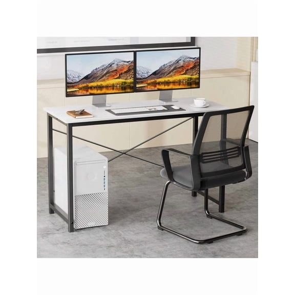 XX 32 In Small Computer Desk For Home Office, Modern Study Work Table Simple Style For Bedroom, Writing Desks With X-Shaped Reinforcement,