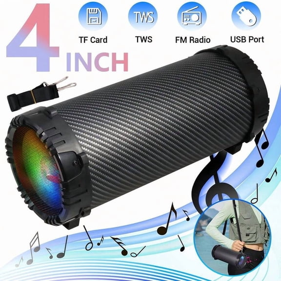 XX 4-In Portable Bluetooth Speaker With Carry Strap & Handle, Wireless Audio Heavy Bass Stereo PA Sound System With USB/TF/FM/AUX, Rechargeable For Outdoor, Camping, Party & Home Use