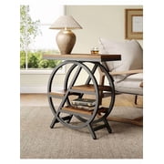 XX 4-Tier End Table For Living Room, Narrow Side Table With Storage, Wood Sofa Side Table With Metal Frame, Industrial Nightstand And Bedside Table For Bedroom, Rustic Brown