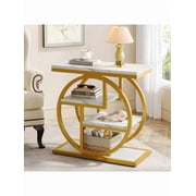 XX 4-Tier End Table With Storage Shelf, Narrow Side Table Accent Table Bedside Table For Bedroom, Living Room, Small Place