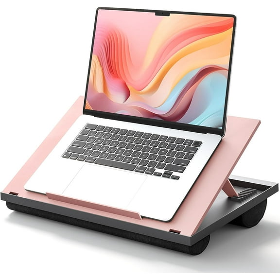 XX Adjustable Lap Desk - with 8 Adjustable Angles & Dual Cushions Laptop Stand for Car Laptop Desk, Work Table, Lap Writing Board & Drawing Desk on Sofa or Bed, Pink