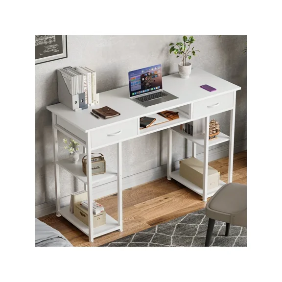 XX Computer Desk Small Home Office Bedroom Writing Study PC Table With Storage Space Fabric Side Bag Headphone Hook Metal Frame Adjustable Feet Modern Simple Style