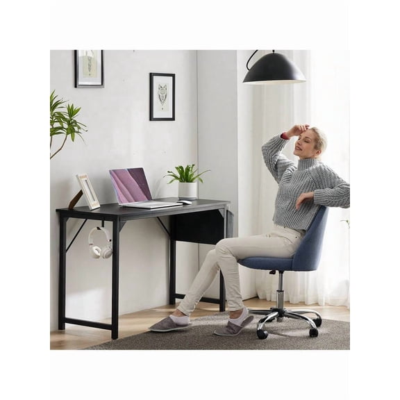 XX Computer Small Desk, Office 32 Inch Writing Work Study Kids Student Teacher Home Bedroom Table With Metal Frame Wood Tabletop