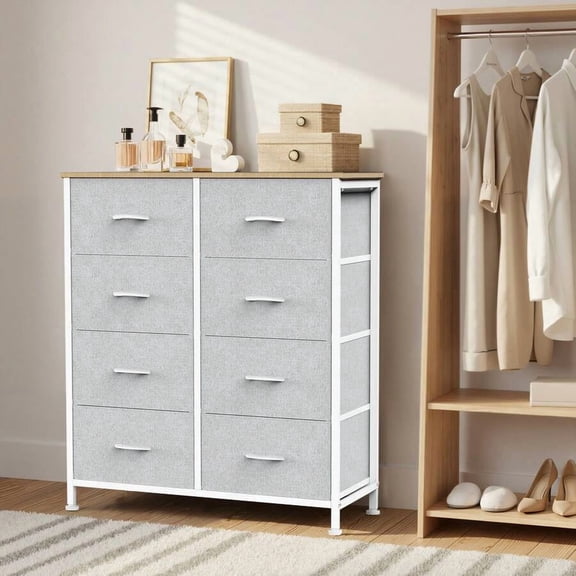 XX Dresser For Bedroom, Dressers & Chests Of Drawers Dresser Organizer, Wood Top Table Furniture With 8 Fabric Storage Tower Unit, Chest Of Drawers For Closet, Living Room, Hallway, Porch