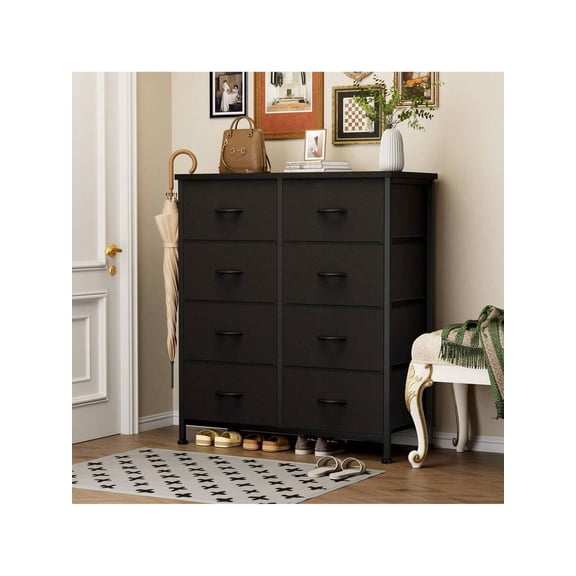 XX Dresser For Bedroom With 8 Drawers Tall Dresser & Chest Of Drawers Fabric Dresser With Wood Top And Sturdy Steel Frame