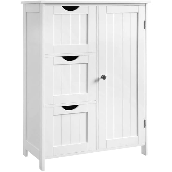 XX Floor Storage Cabinet, Freestanding Storage Unit with 3 Drawers, 1 Adjustable Shelf, for Bathroom Living Room Dining Kitchen, 11.8 x 23.6 x 31.5 Inches, White UBBC49WT