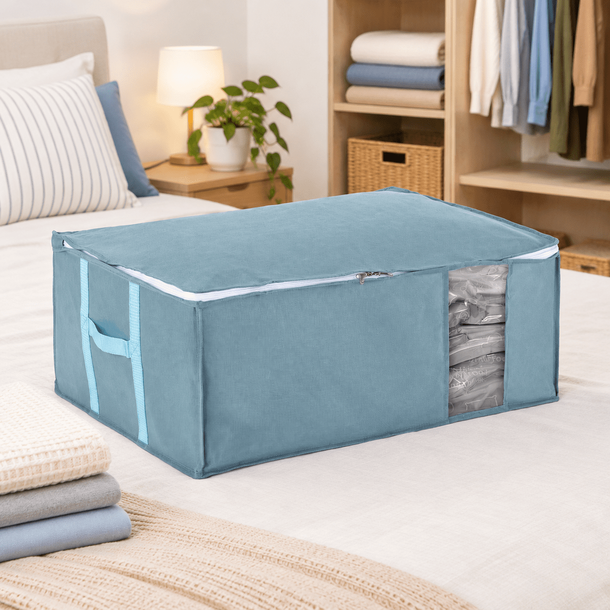 Somi Rigid XX-Large Blue Vacuum Storage Bag Semi-Rigid Box Closet Organizer 210L ...