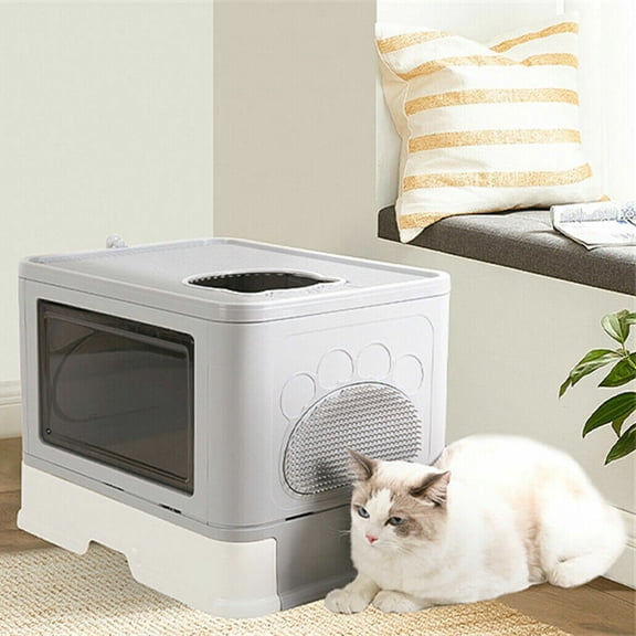 XX-Large Self-Cleaning Hooded Cat Litter Box Tray Enclosed Kitty Toilet w Brush