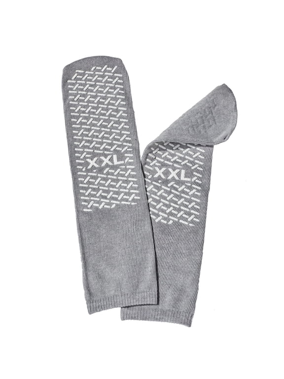 XX-Large Slip Stop Single Tread Slipper Socks (6 Pairs) (Gray)