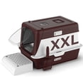 thumbnail image 1 of XX-Large Stainless Steel Cat Litter Box with Lid – Fully Enclosed Large Litter Box for Big Cats, Odor Control with Magnetic Door, Easy Clean, Multi-Cat Durable Metal Pan (Burgundy), 1 of 7