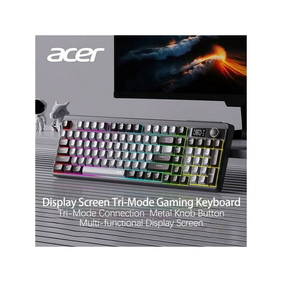 XX OKW 222 Tri-Mode Keyboard With Smart Battery Display, Wired/Bluetooth/2.4G Connections, Compact 90-Key Layout, Soft Keys, Perfect For Office And Gaming, Brown