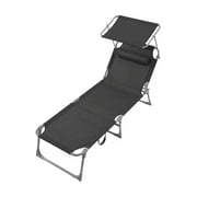 XX Outdoor Reclining Lounge Chair, Adjustable Backrest, Folding Sun Lounger And Canopy, Patio Pool Use