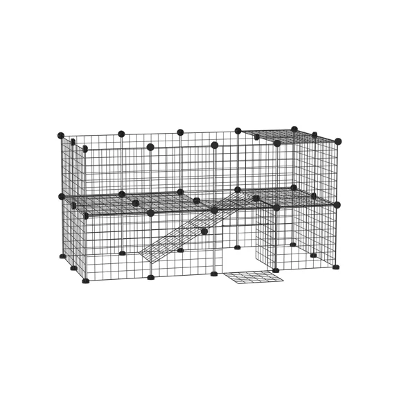 XX Pet Playpen DIY Small Animal Cage 36 Panels Portable Metal Wire Yard Fence With Door And Ramp For Rabbits, Kitten, Puppy 14 X 14 In