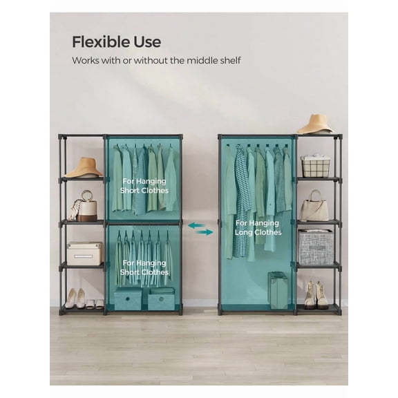 XX Portable Closet, Freestanding Closet Organizer, Clothes Rack With Shelves, Hanging Rods, Storage Organizer, For Cloakroom, Bedroom, 48.8 X 16.9 X 71.7 Inches
