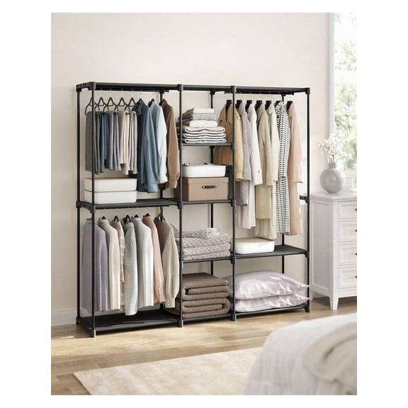 XX Portable Closet, Freestanding Closet Organizer, Clothes Rack With Shelves, Hanging Rods, Storage Organizer, For Cloakroom, Bedroom, 71.7 X 16.9 X 71.7 Inches, Black