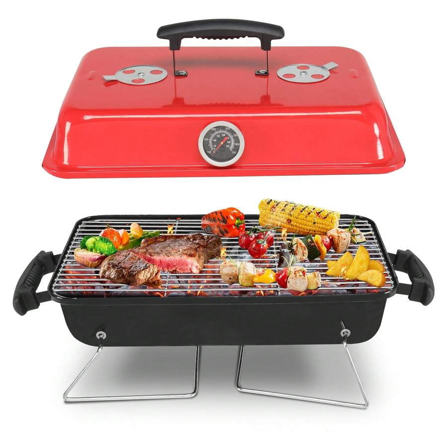 XX Portable Iron Charcoal BBQ Grill For Camping And Picnics Beach,Tabletop Outdoor Barbecue Smoker,Small BBQ Grill For Outdoor Cooking Backyard