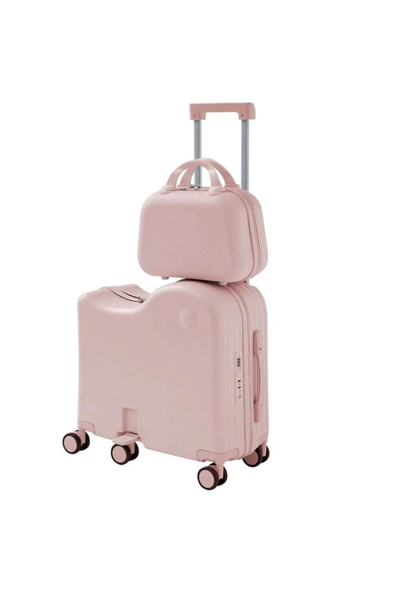 Ride-On Luggage With Portable Bag For Kids & Adults,Hardshell Ride On Suitcase With 360 Universal Wheels, Type-C & USB Interface, Combination Lock And Resistant Material