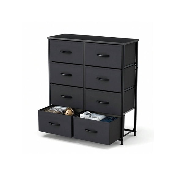 XX Tall Dresser With 8 Fabric Drawers Organizer Units, Chest Of Drawers For Bedroom With Wooden Top