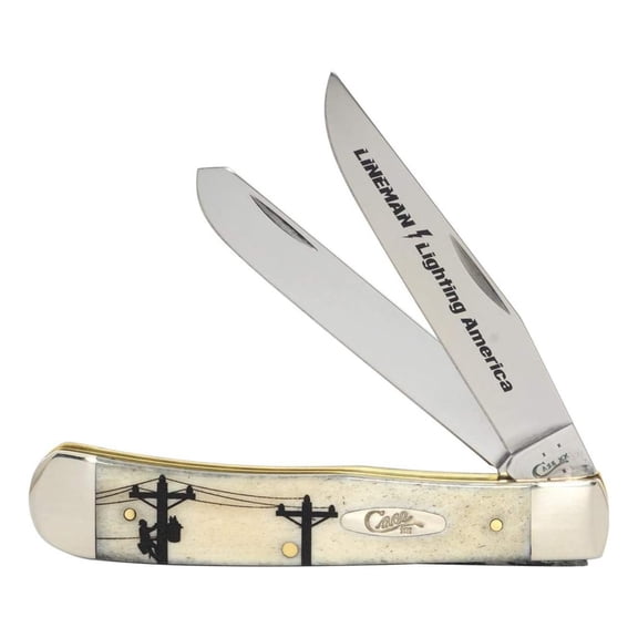 XX WR POCKET KNIFE, AMERICAN LINEMAN NATURAL BONE TRAPPER - SECOND EDITION, 4 1/8 INCHES CLOSED, ITEM #9144560
