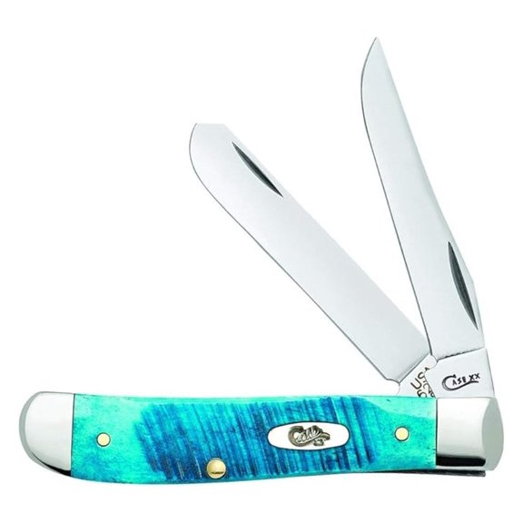 XX WR Pocket Knife Mini Trapper Caribbean Blue Jig Bone Item #25593 - (6207 SS) - Length Closed: 3 1/2 Inches