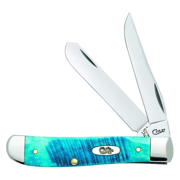 XX WR Pocket Knife Mini Trapper Caribbean Blue Jig Bone Item #25593 - (6207 SS) - Length Closed: 3 1/2 Inches