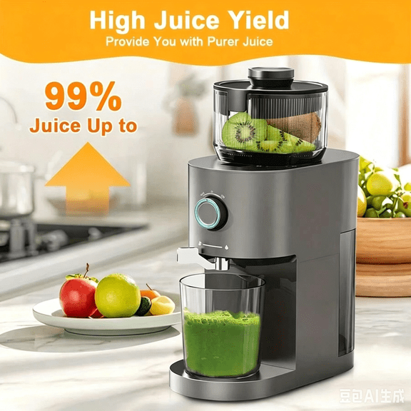 XX Wide Chute Cold Press Juicer Machine With 5.3'' Wide Mouth For Whole Fruit, Ultra-Slow Masticating Technology, For Maximum Nutrient Extraction, Juice Extractor Machine With High Juice Yield