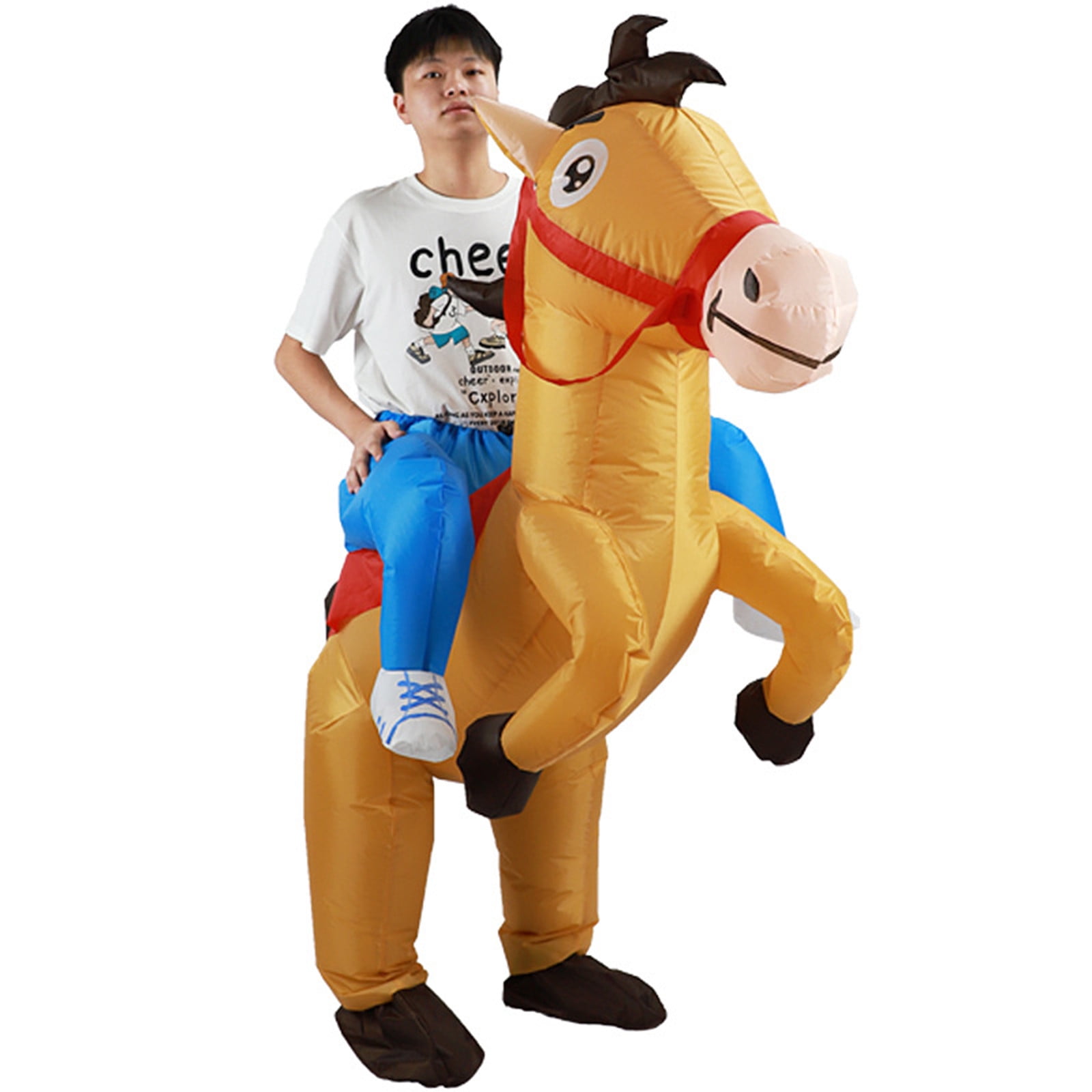 XXENSEN Inflatable Costume Adult Ride On Horse Costumes Cowboy Air Blow Up Funny Riding Horse Suit for Men Women Halloween Funny Costume Riding Costume Halloween Costumes Walmart