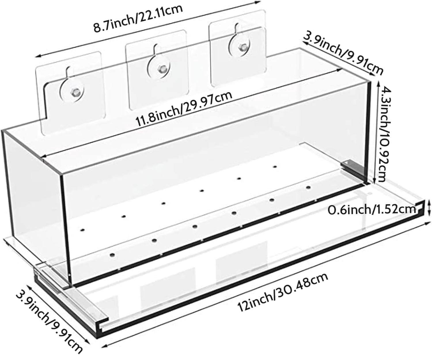 Transparent Window Planter Box With Suction Cups - Acrylic Rectangular Plant Pot For Home & Office - View #6