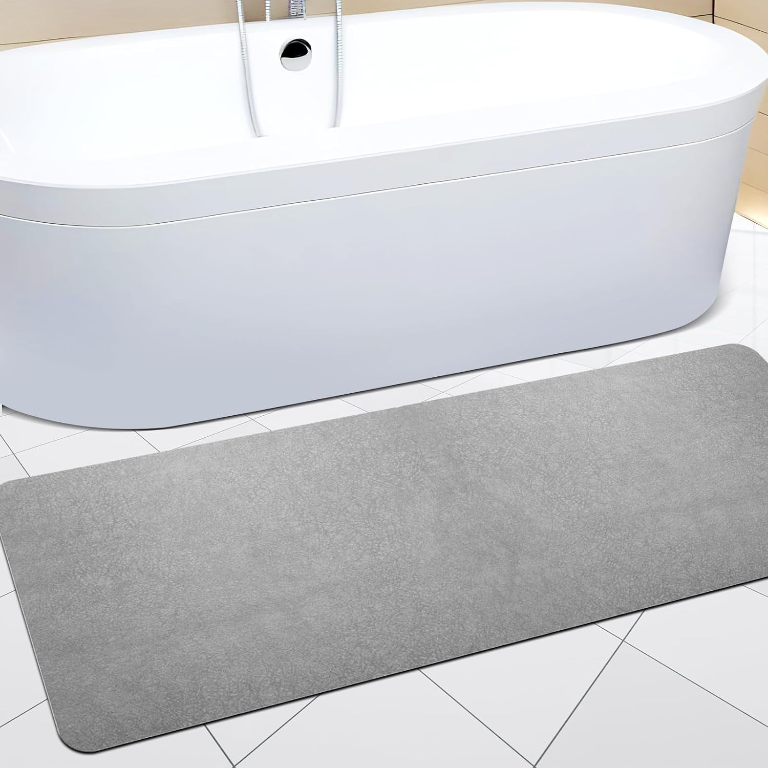 XXKQ Diatomaceous Earth Bath Mat Soft Diatomite Stone Bath Mat Large ...