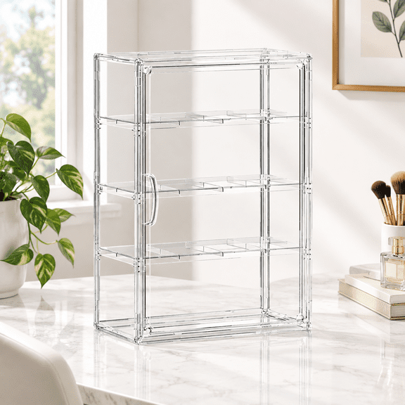 XXL-1 Pack Clear 4 Tiers Wall Mounted Display Case for Collectibles Figures
