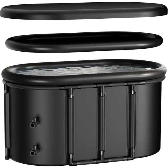 XXL 148 Gal Ice Bath Tub for Cold Plunge  Inflatable Ice Pod with Insulated Lid, Dual Valves, Chiller Compatible Cold Plunge Tub for Indoor & Outdoor Recovery
