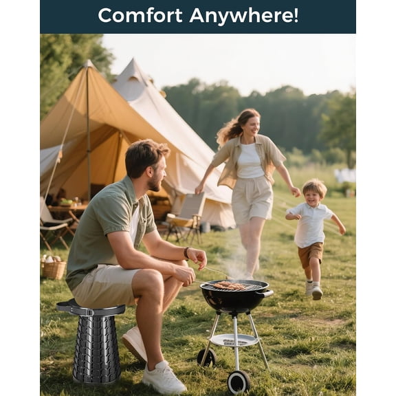 XXL 19.7" Collapsible Stool with Removable Cushion & Waterproof Storage Bag - Extra Wide Portable Folding Stool for Adults, Camping, Travel, Max Capacity 1000lbs