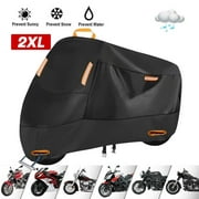 XXL 210T Motorcycle Cover Outdoor Waterproof Heavy Duty Motorbike All Weather Protection,Black,98"*41"*50"