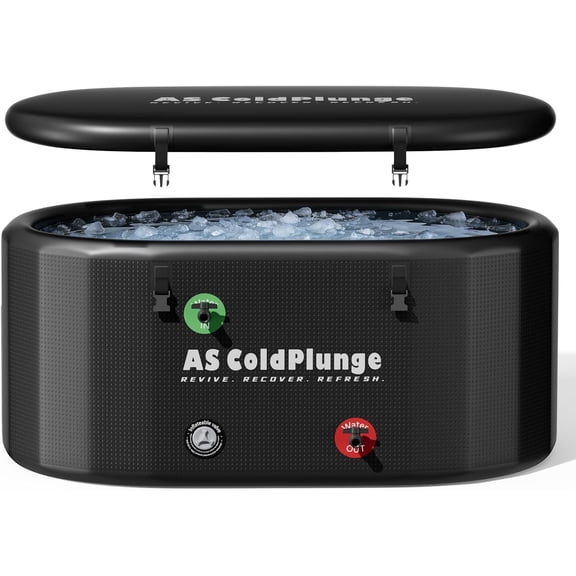 XXL 216 Gallon Ice Bath Tub for Cold Plunge, Inflatable PVC Cold Plunge Tub with Insulated Lid, Chiller-Compatible Full-Body Cold Therapy Tub for Indoor & Outdoor Use