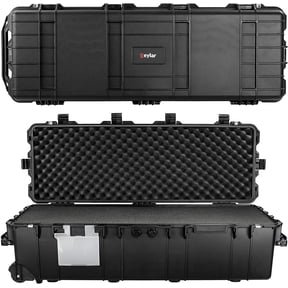 XXL 44 Inch Deep Heavy Transport Roller Gear, Camera, Tools, Equipment Hard Case Waterproof w/Foam Black